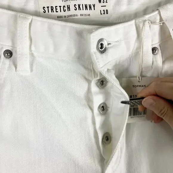 NEW TOPMAN Jeans W32XL30 White Skinny Stretch - Picture 6 of 13